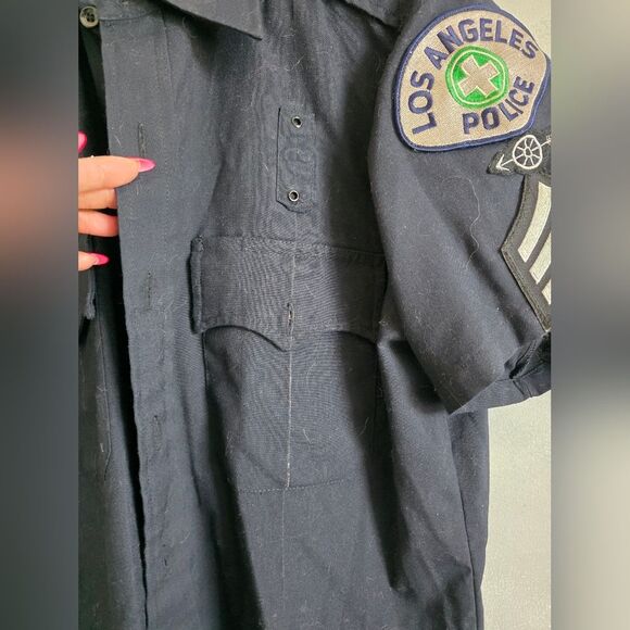 Vintage LAPD Los Angeles Police Uniform Shirt Obsolete Button Patches Sz 33 - Picture 5 of 11